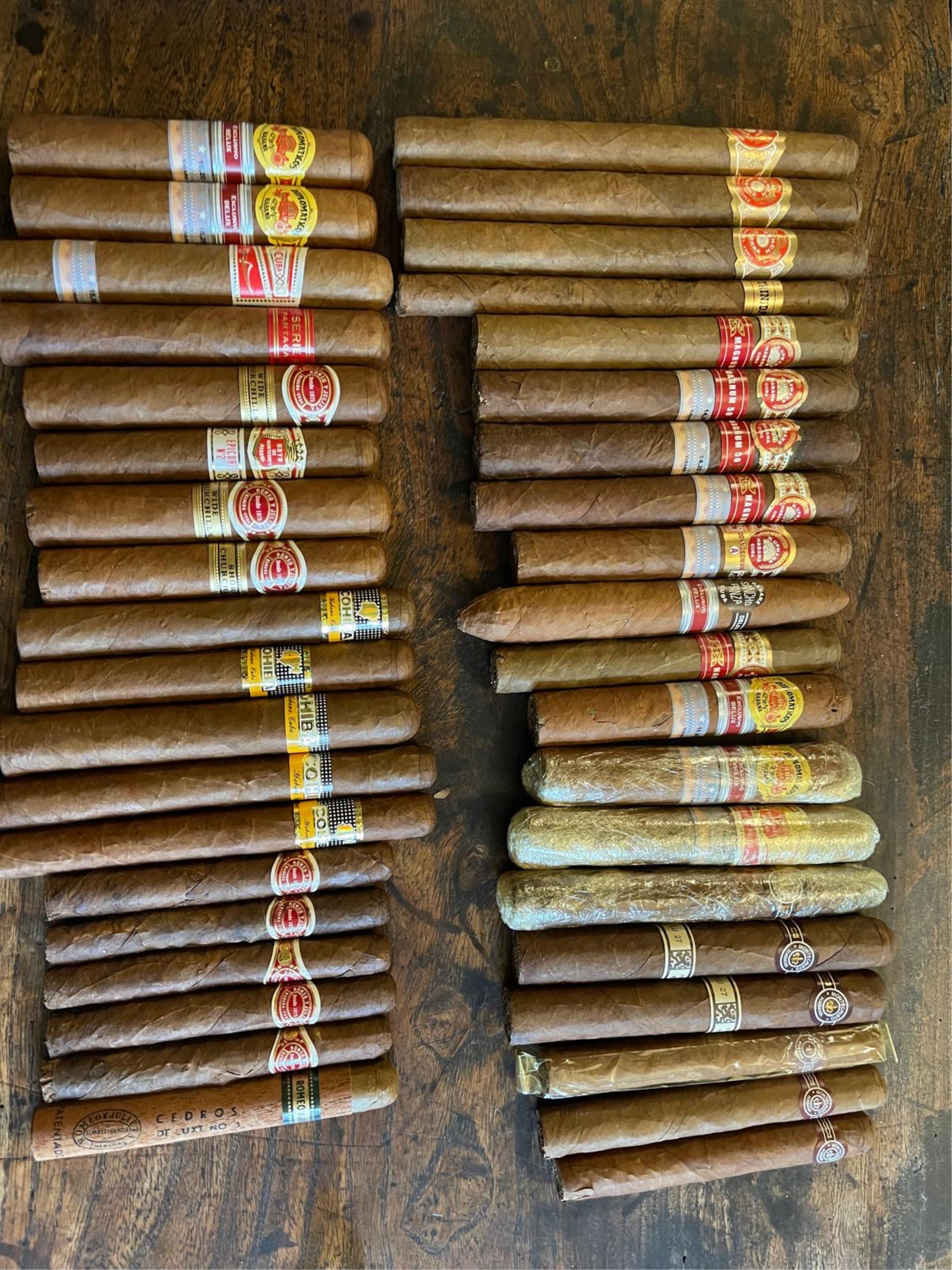 A collection of various Cuban cigars